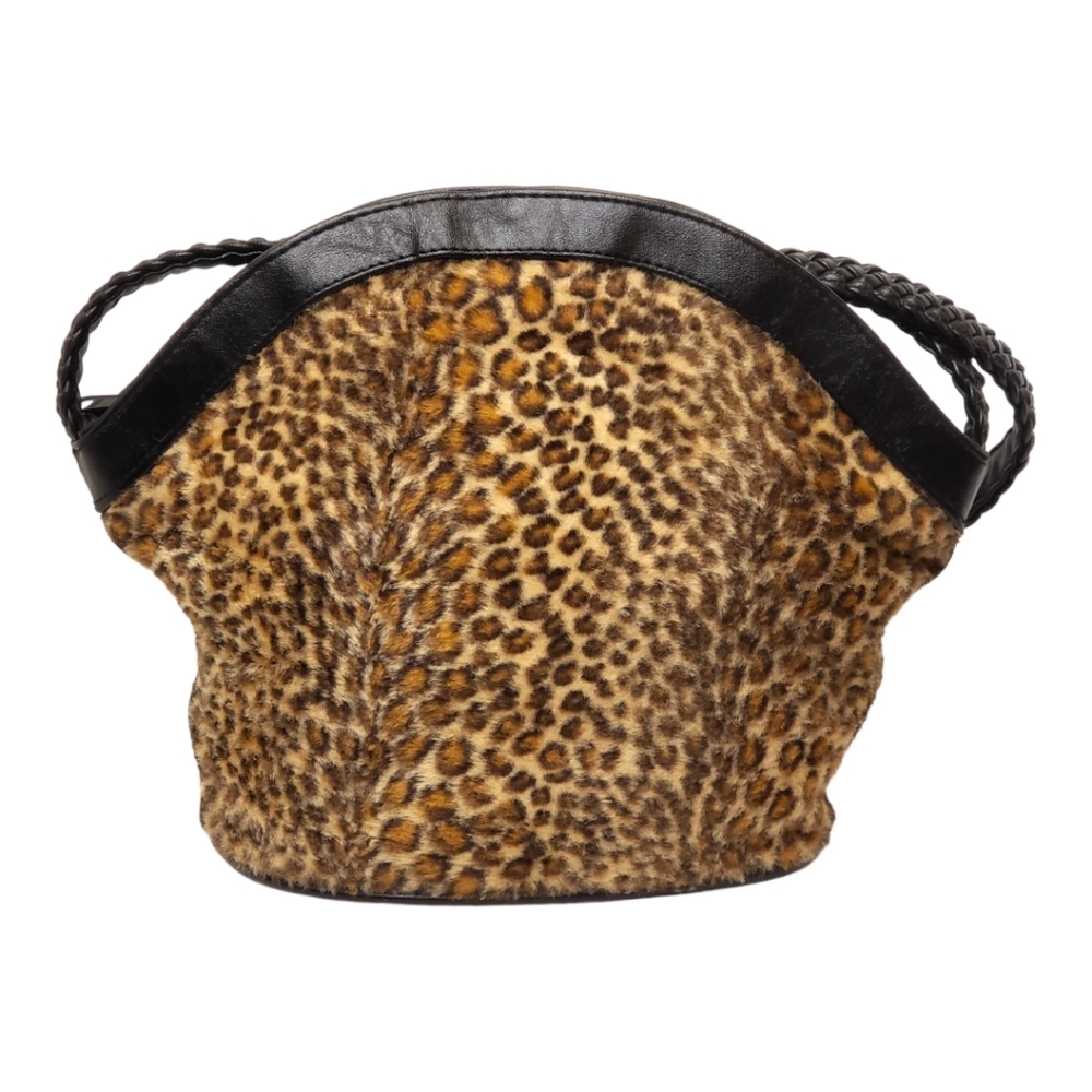 TiannI faux cheetah  shoulder bag purse with black trim